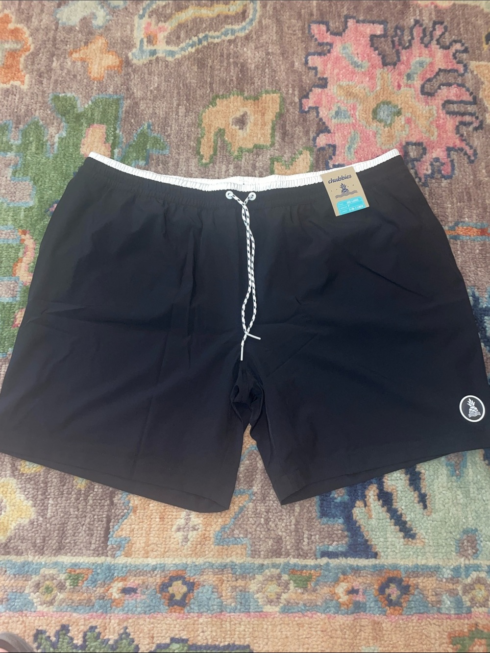 chubbies Black Men's Swim Trunks with White Drawstring - Picture 2 of 7